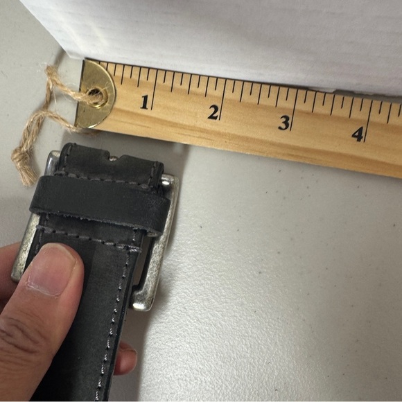 Modern Men's Rustic Genuine Black Leather Belt Size 34 - Picture 10 of 13